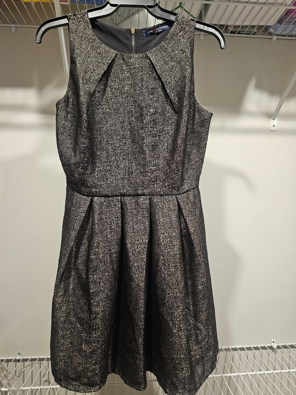 one clothing Metallic Gunmetal Black Pleated Formal Dress for Girls 1*